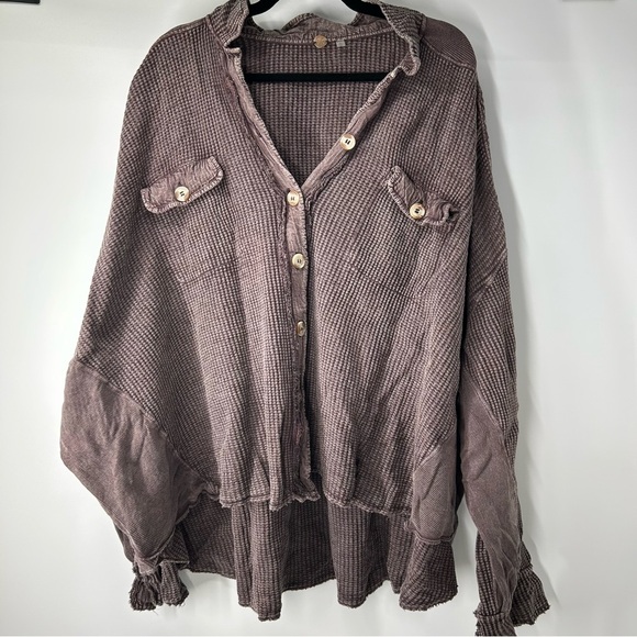 FP One Waffle Knit Scout Thermal Button-Up Shirt Jacket Large - Picture 1 of 5